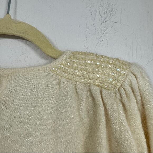 Vintage Lilly of California Cream Angora Wool Blend Sweater Womens M Coquette - Picture 6 of 11